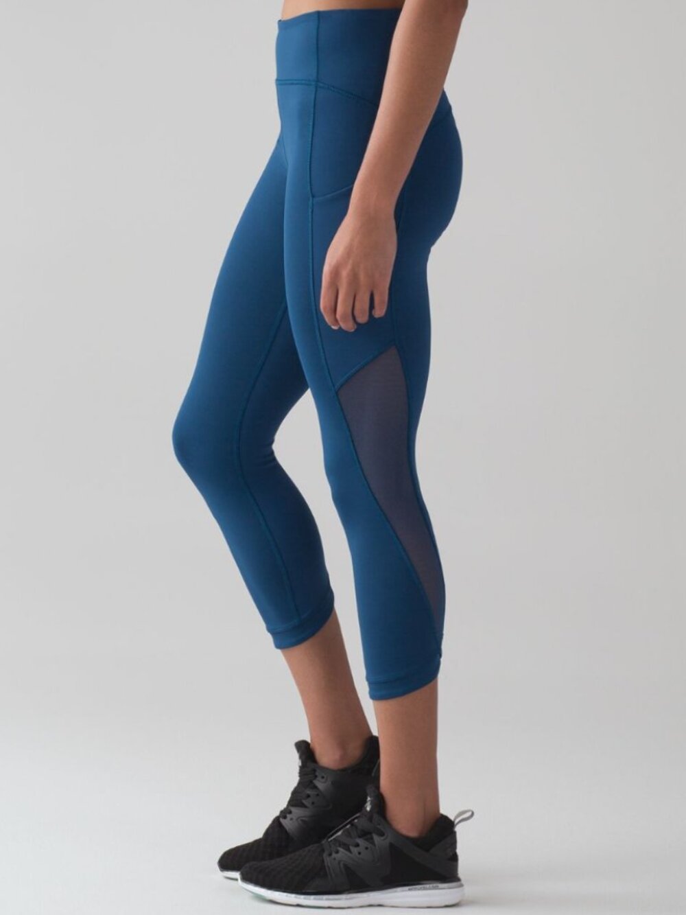 Lululemon Sole Training Crop Poseidon Legging Mesh Polka Dot Detail size 8
